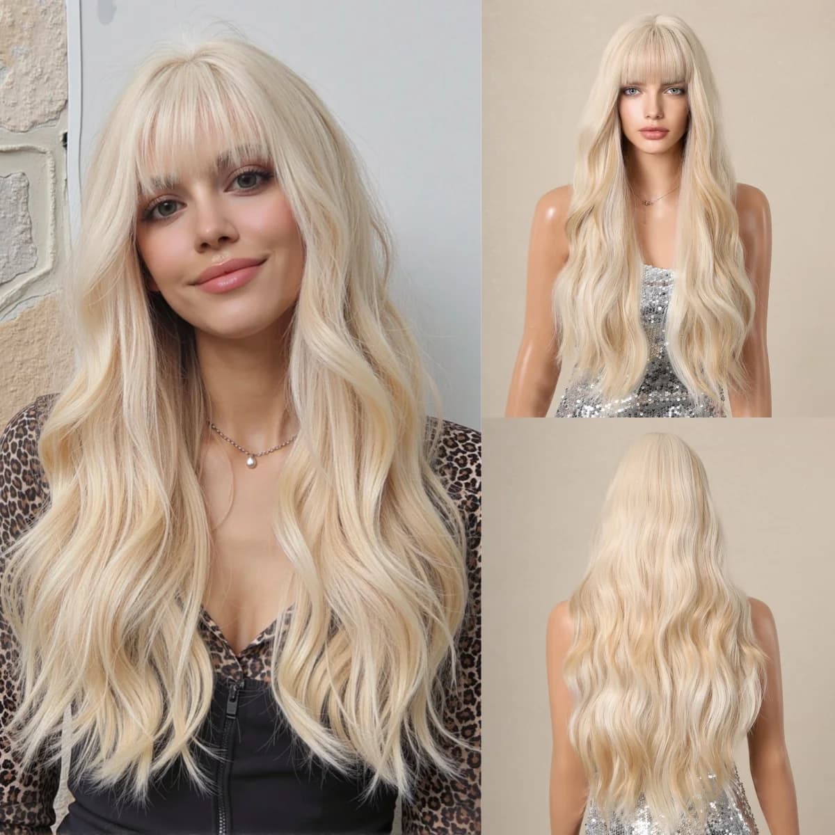 HENRY MARGU – perruque synthétique Blonde ombrée, perruque longue ondulée avec frange pour femmes, u