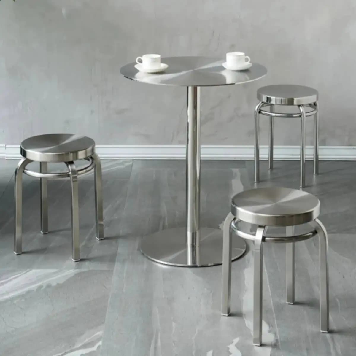 Tabouret rond léger et moderne en acier inoxydable, tabouret bas Simple, tabouret de loisirs, hôtel,