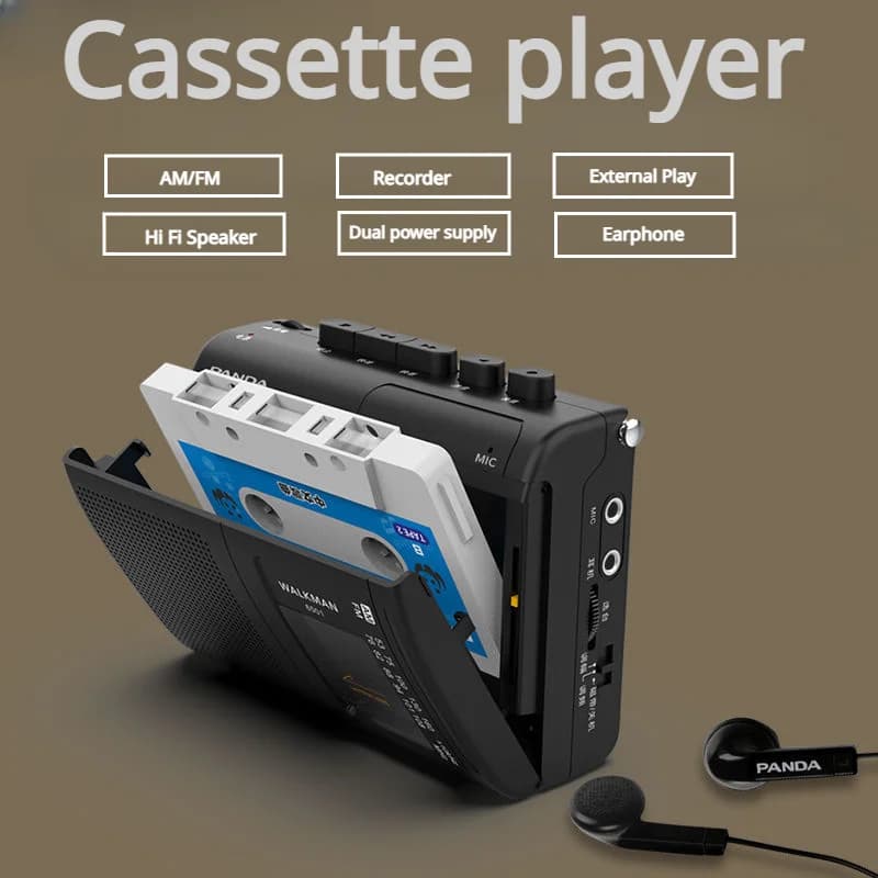 Lecteur de musique à cassette portable avec haut-parleur radio AM et FM baladeur rétro magnétophone 