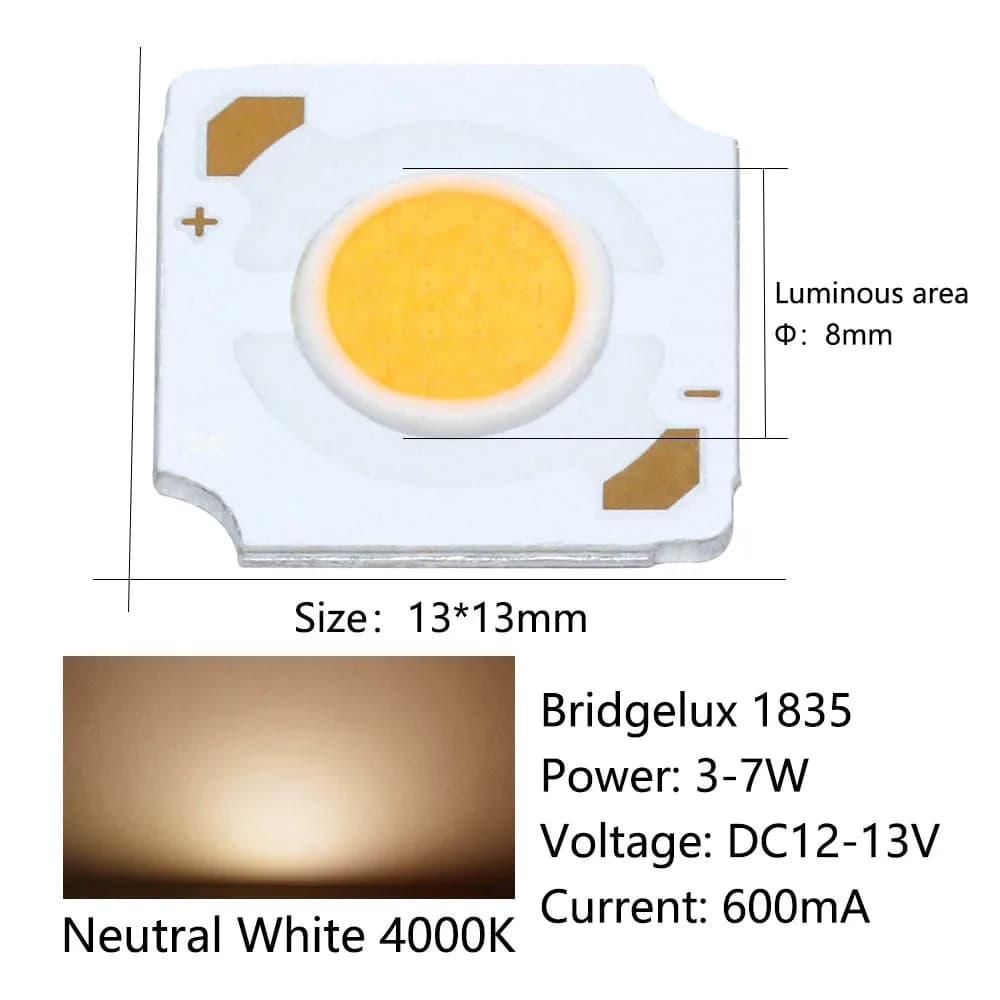 5 pièces LED COB Bridgelux cristal 1835 puce matrice lampe perles 3-7W 12V 600mA blanc chaud froid p