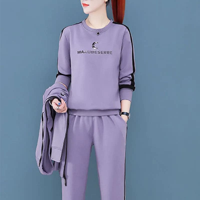 Printemps automne femmes survêtement manteaux + sweats + pantalons 3 pièces costume tenues de mode d