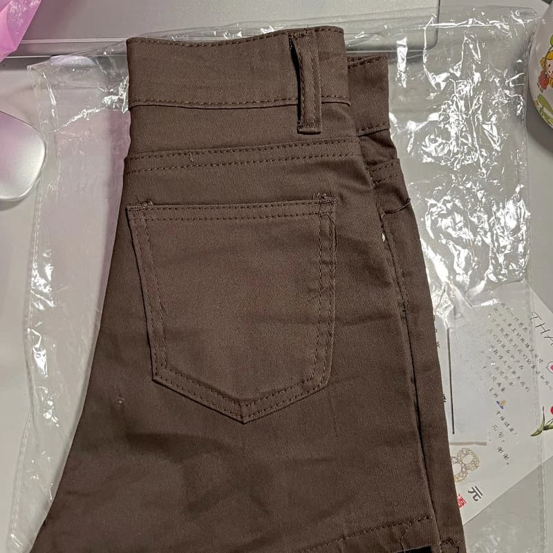 Short en denim taille haute pour femme, short marron, chic, surintendant ser, tout match, mince, sim