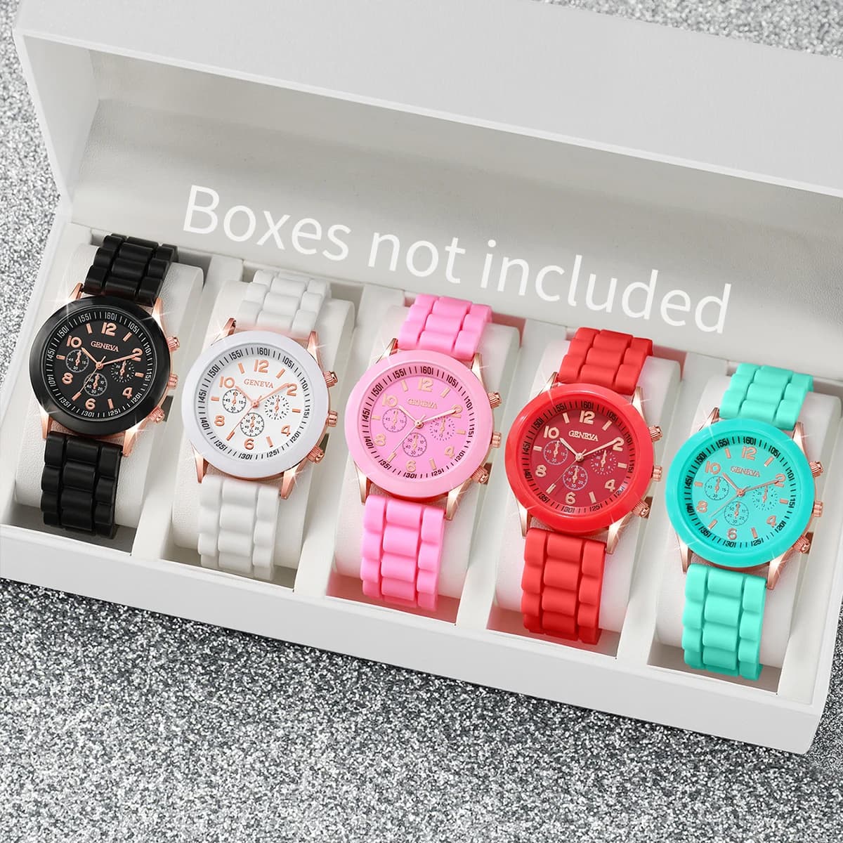 5 pièces montres pour femmes mode bracelet en Silicone ensemble de montre à Quartz analogique (sans 