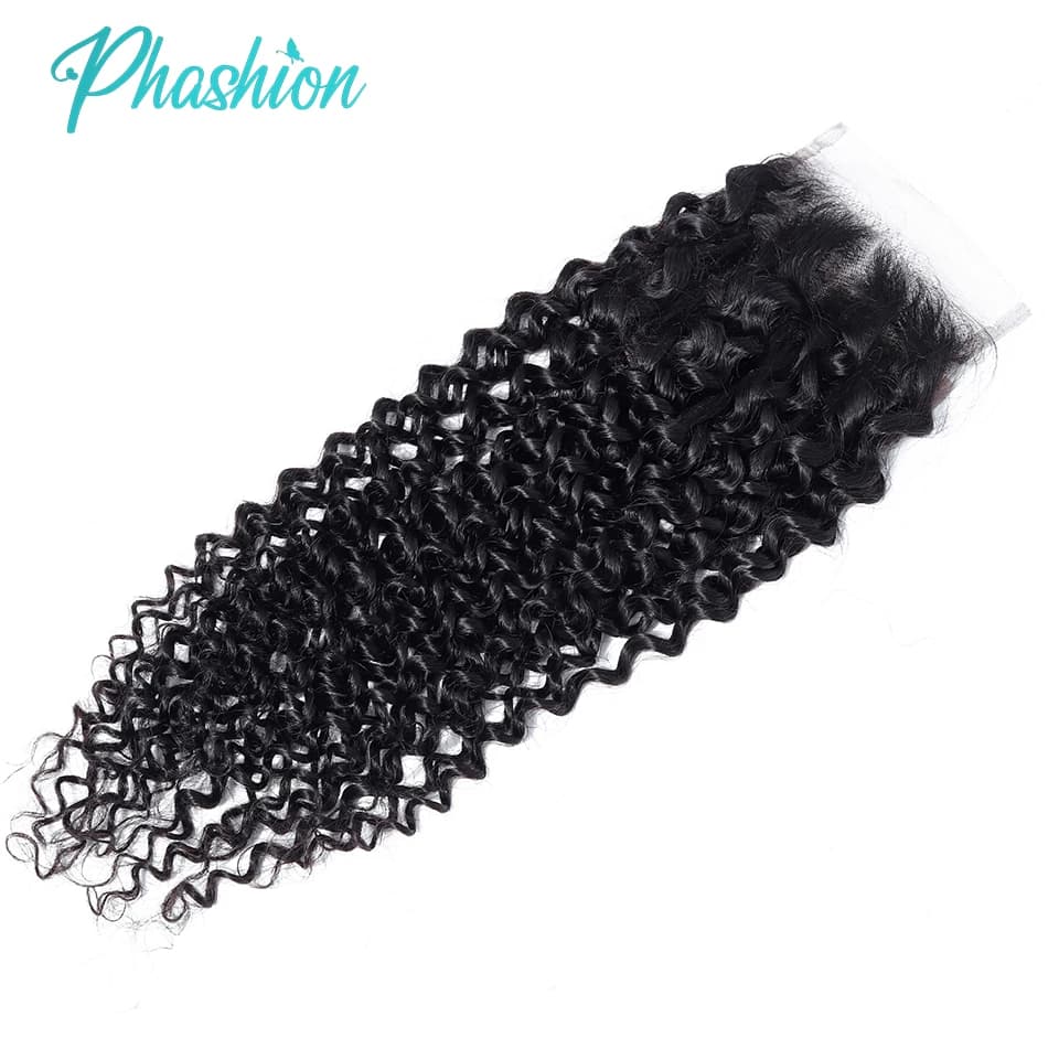 Phashion crépus bouclés oreille à oreille 13x4 dentelle frontale transparente suisse 4x4 fermeture p