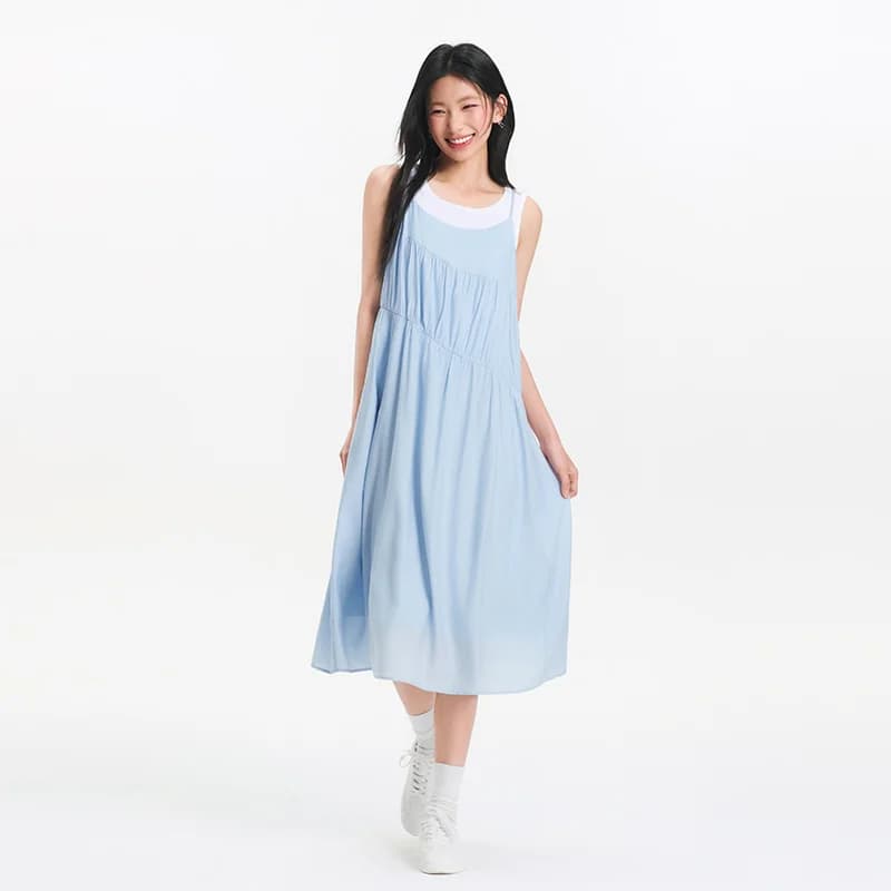 Ensemble Robe Débardeur Femme Semir 2025 – Collection Été Couleur Unie Texturée Ourlet Irrégulier Ef