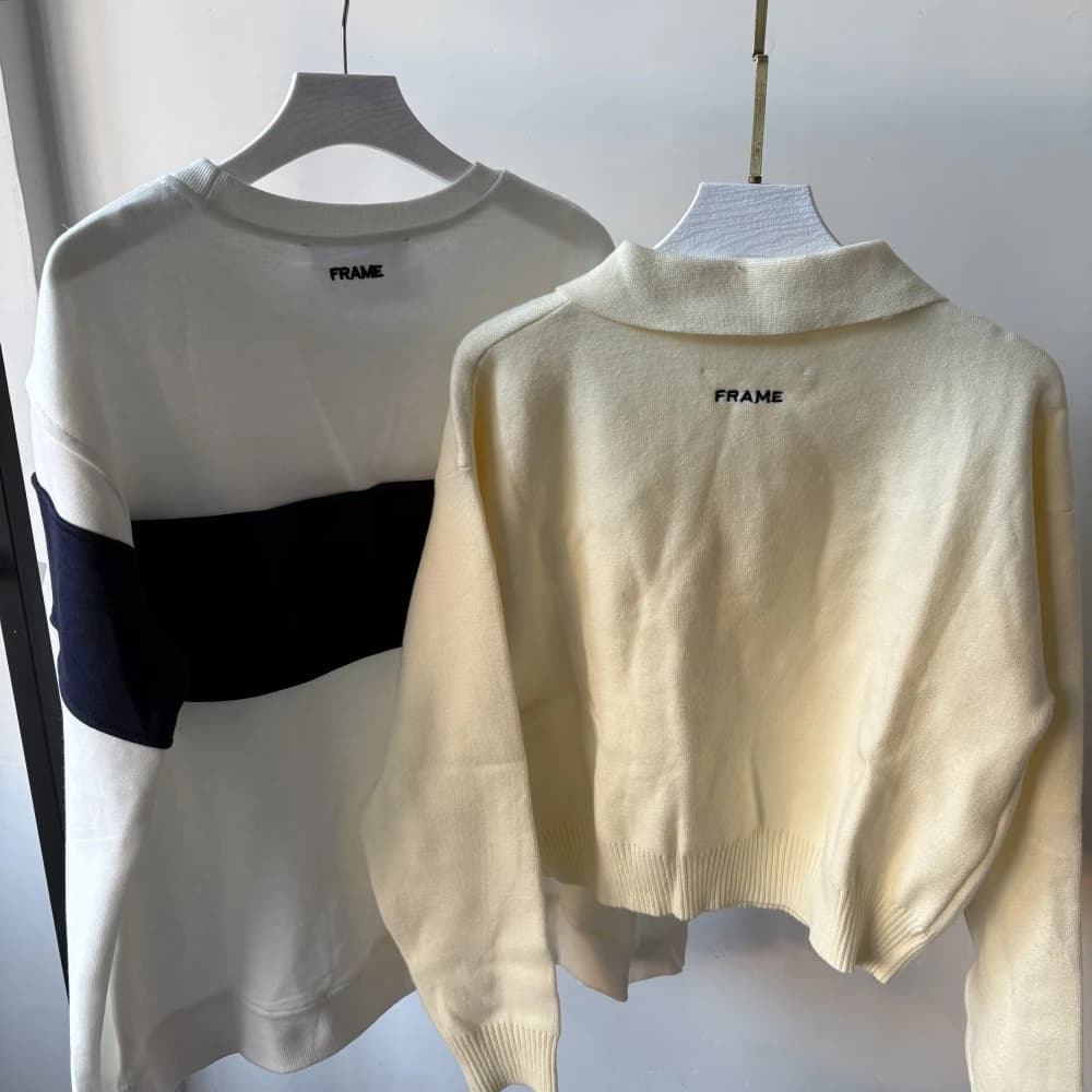 Ritz Paris 2026 – pull à col rond brodé, blanc, bleu foncé, coupe ample, sweat à capuche pour femme,