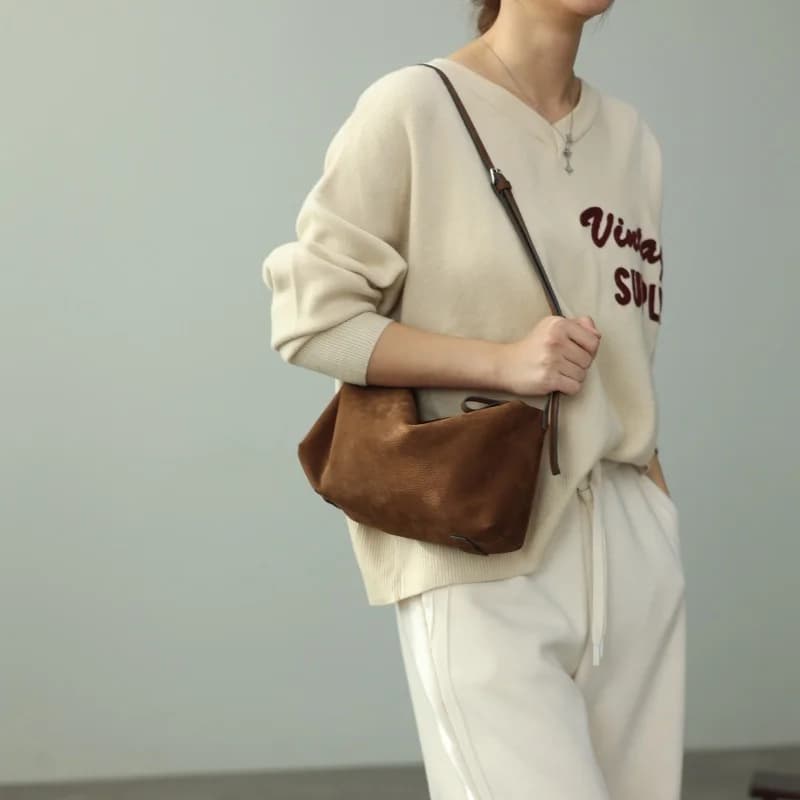 Sacs à bandoulière vintage en cuir véritable pour femmes, sac à main souple, bandoulière réglable, f