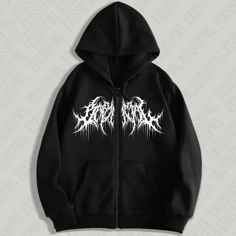 Sweat à capuche zippé Y2K pour hommes, vêtements avec imprimés graphiques, style hip hop, gothique, 