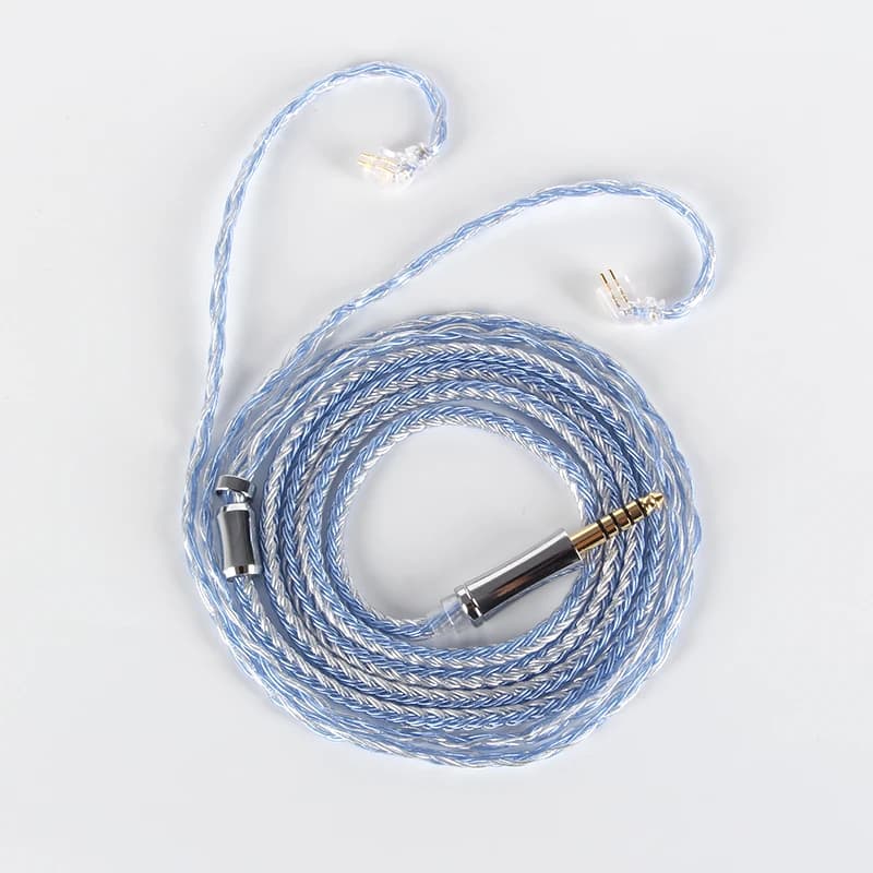 XINHS 16 Core bleu argent mélangé 5N monocristallin cuivre argent plaqué écouteur câble de mise à ni