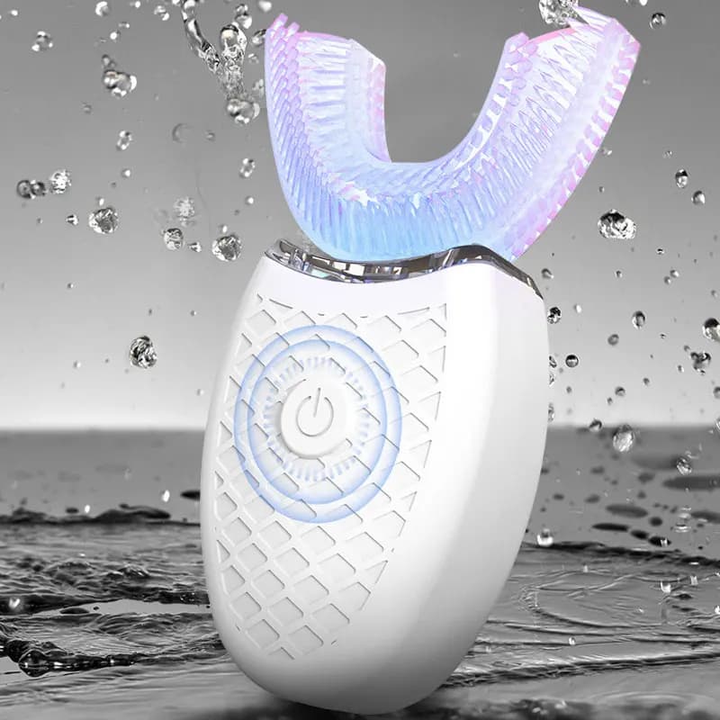Brosse à dents électrique en forme de U pour adulte, brosse à dents à ultrasons, silicone résistant 