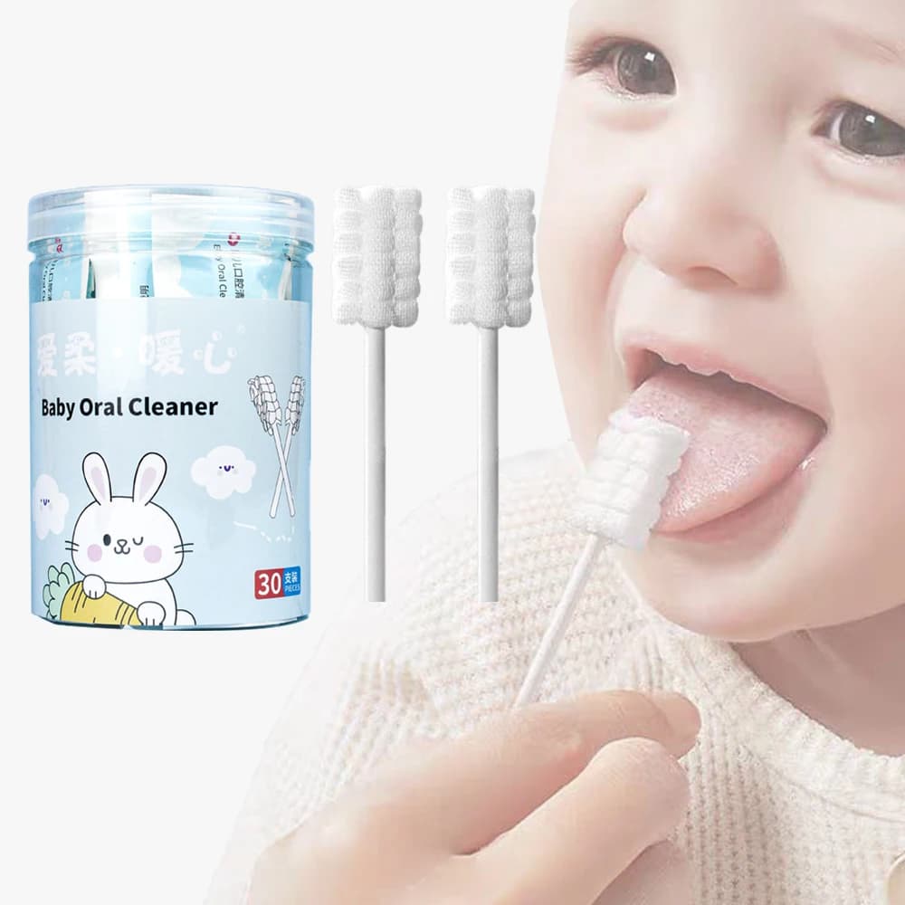 30 pièces bâton de nettoyage de bouche de bébé détergent jetable voile de dent de lait brosse à dent