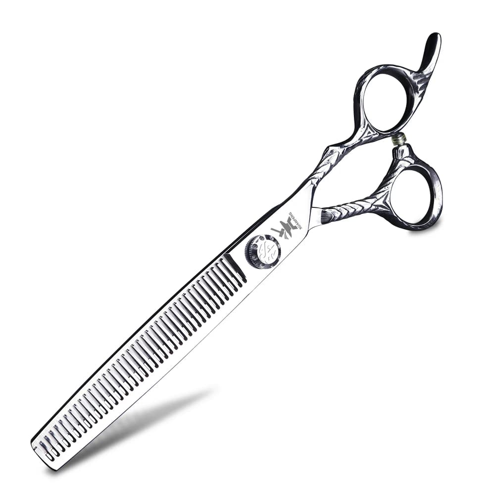 Ciseaux à cheveux XUANTENG en argent de 7 pouces, ciseaux de coiffure en acier 440C et ciseaux à eff
