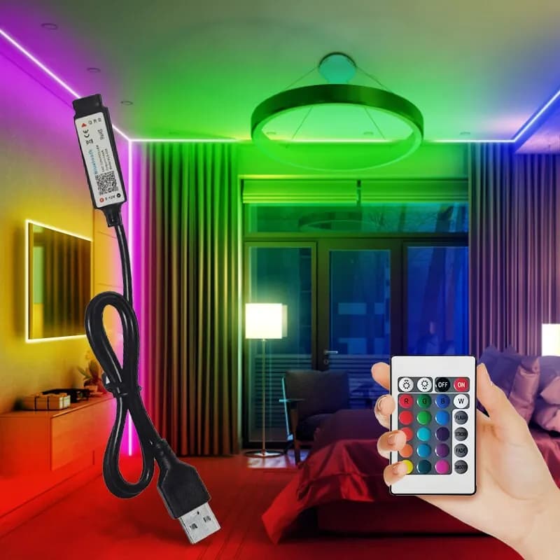 Bande lumineuse RGB LED USB, SMD 2835, 5V, flexible, 3m, ruban de lumière intelligent, Bluetooth, po
