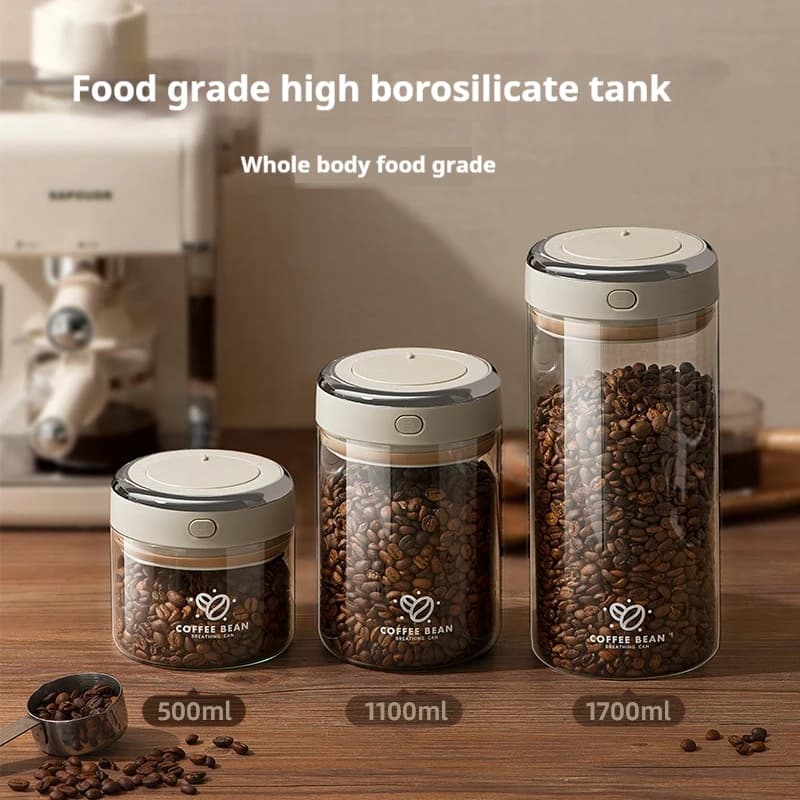 Pot scellé sous vide de grains de café de qualité alimentaire avec traqueur de date et conteneurs de
