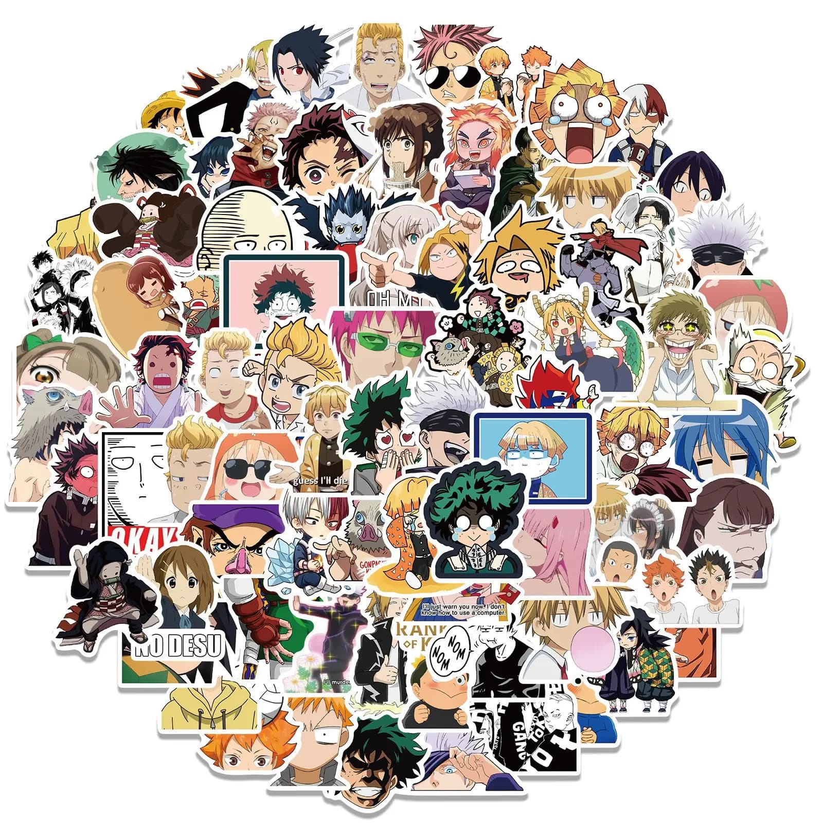 300 pièces mélange Anime autocollants pour enfants une pièce JujutsuKaisen DragonBall autocollant br
