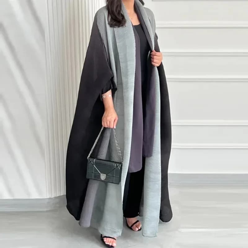 Veste coupe-vent froissée pour femmes, col écharpe à manches chauve-souris, Robe longue dégradée, ma