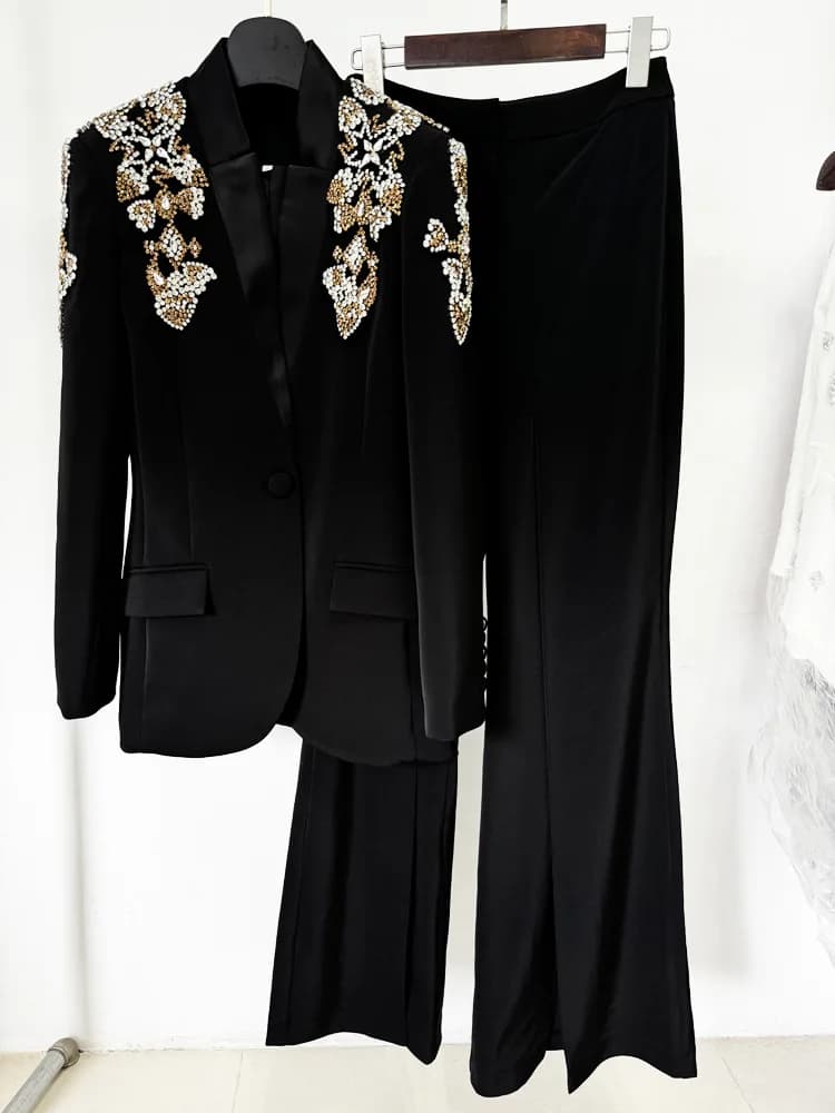 Ensemble 2 pièces de costume de créateur pour femme, collection 2026, style urbain, avec blazer à co