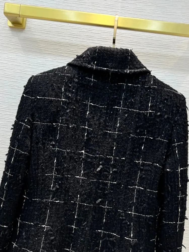Veste en tweed à carreaux pour femmes, glands, mi-boutonnage simple, avocat, fête, vêtements d'extér