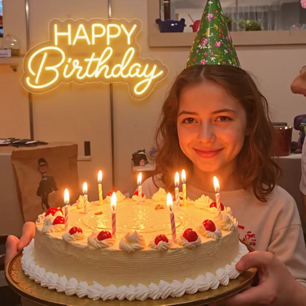 Joyeux anniversaire enseigne au néon LED néon pour la décoration de fête d'anniversaire baptême Bar 