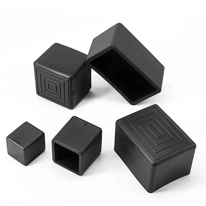 Couvre-pieds de chaise carrés noirs en Silicone, manchon de tuyau en caoutchouc souple en PVC, couve