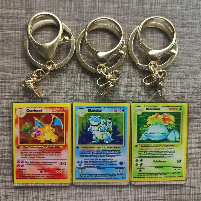 Pokemon Anime petite carte porte-clés Charizard porte-clés Blastoise Venusaur Mewtwo bricolage acryl