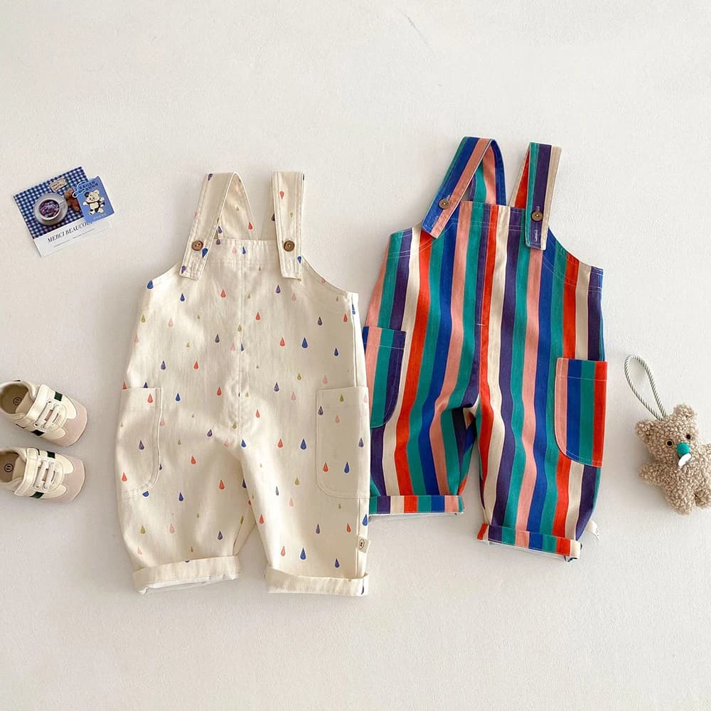 Vêtements de printemps unisexes pour enfants, salopette à la mode, combinaisons à pois rayés, costum