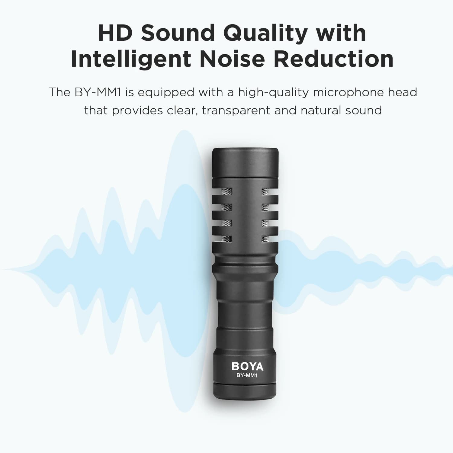 BOYA BY-MM1 Microphone de fusil de chasse cardioïde professionnel pour iPhone Android Smartphone PC 
