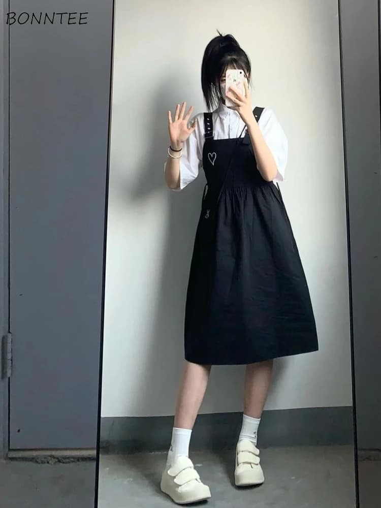 FIBfur s-Robe à bretelles imprimées en forme de cœur pour femmes, style preppy Kawaii, streetwear fi