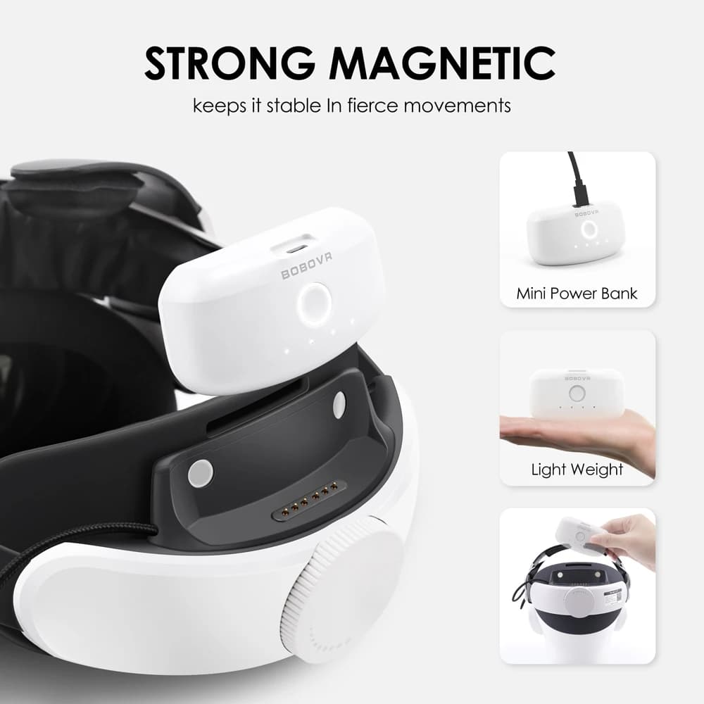 Bobovr m3 pro Comfort Battery Headband compatible avec Meta Quest 3/Quest 3s, remplace le harnais El