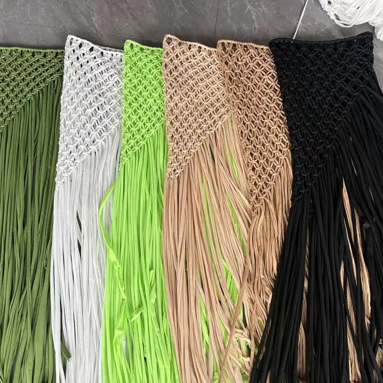 Beachapche main Crochet gland Maxi jupes femmes mode Sexy côté haute fente tricoté longue plage couv