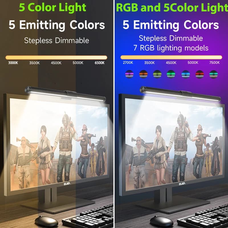 Lampes de bureau Led à intensité variable en continu lumières suspendues d'écran rvb pour rétro-écla