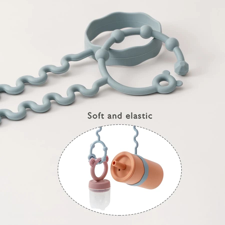 Chaîne de sucette pour bébé, 1 pièce, avec 2 Clips, chaîne de biberon réglable en Silicone, anneau d
