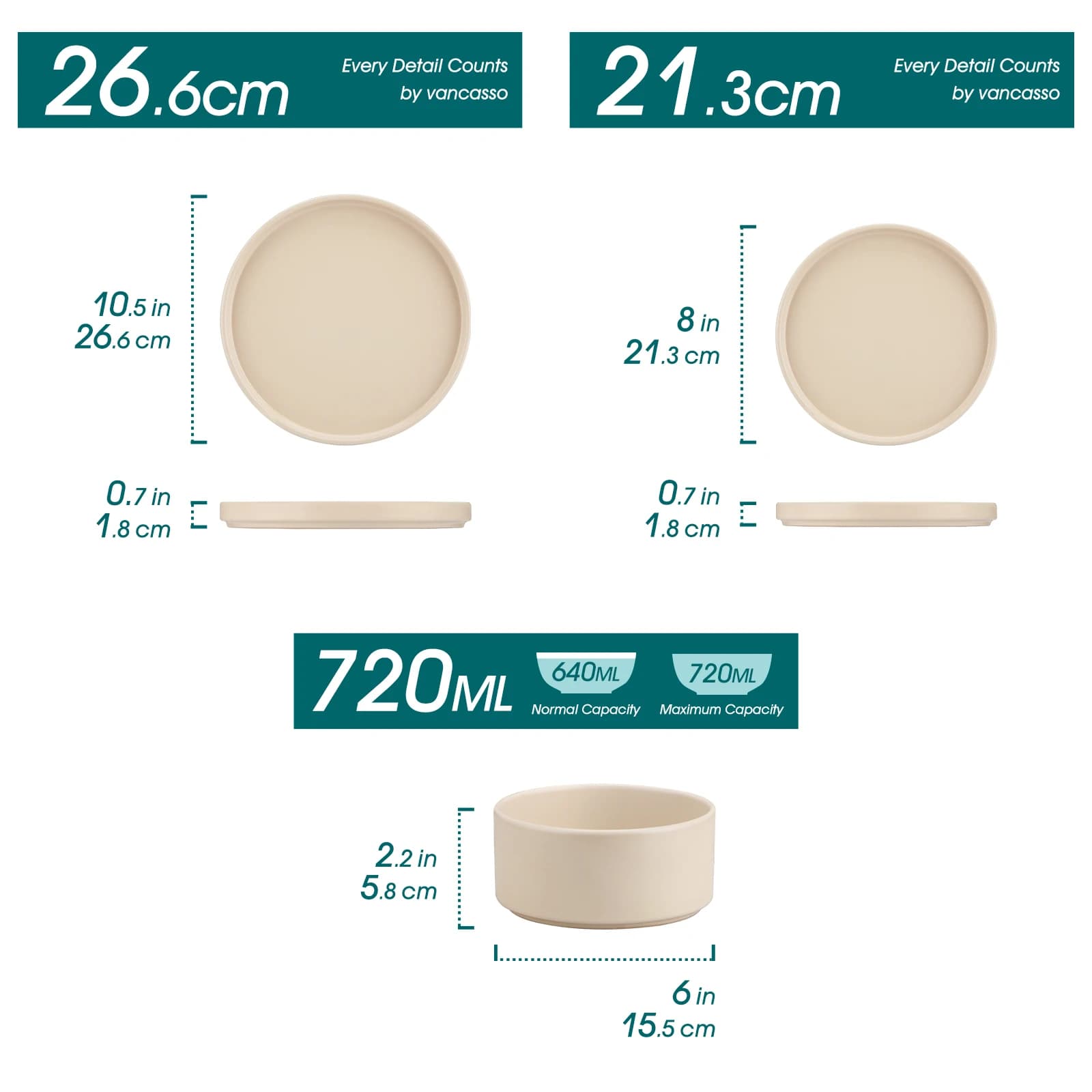 Wars CASbucVENUS-Service en grès blanc, série crème, avec que/ assiette à dessert/bol pour 4/24/36 p