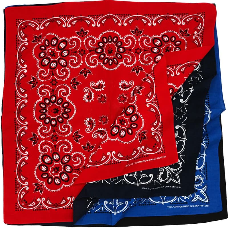 68CM rétro bleu rouge Paisley grand carré Bandana coton Hip Hop bandeau écharpe
