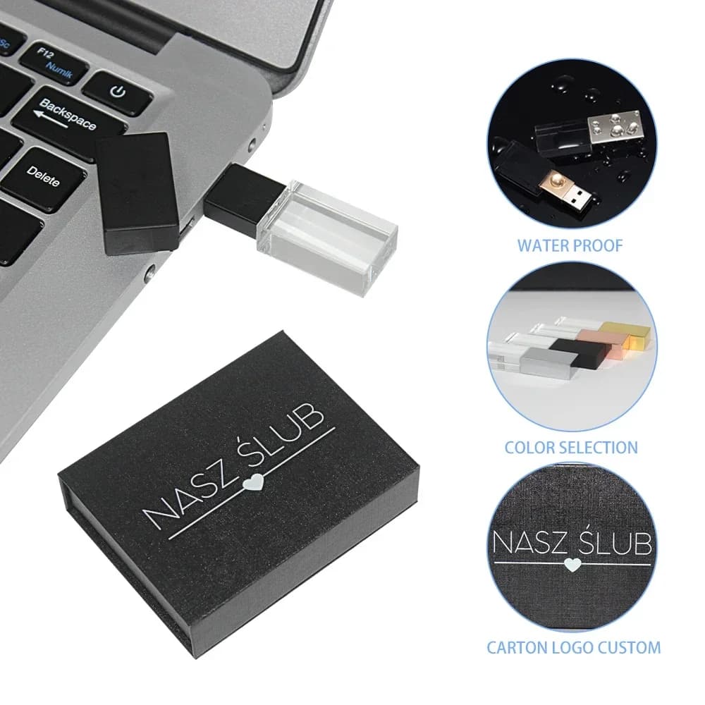 Clé USB en cristal uno avec logo personnalisé gratuit, clé USB, photographie créative, cadeaux de ma
