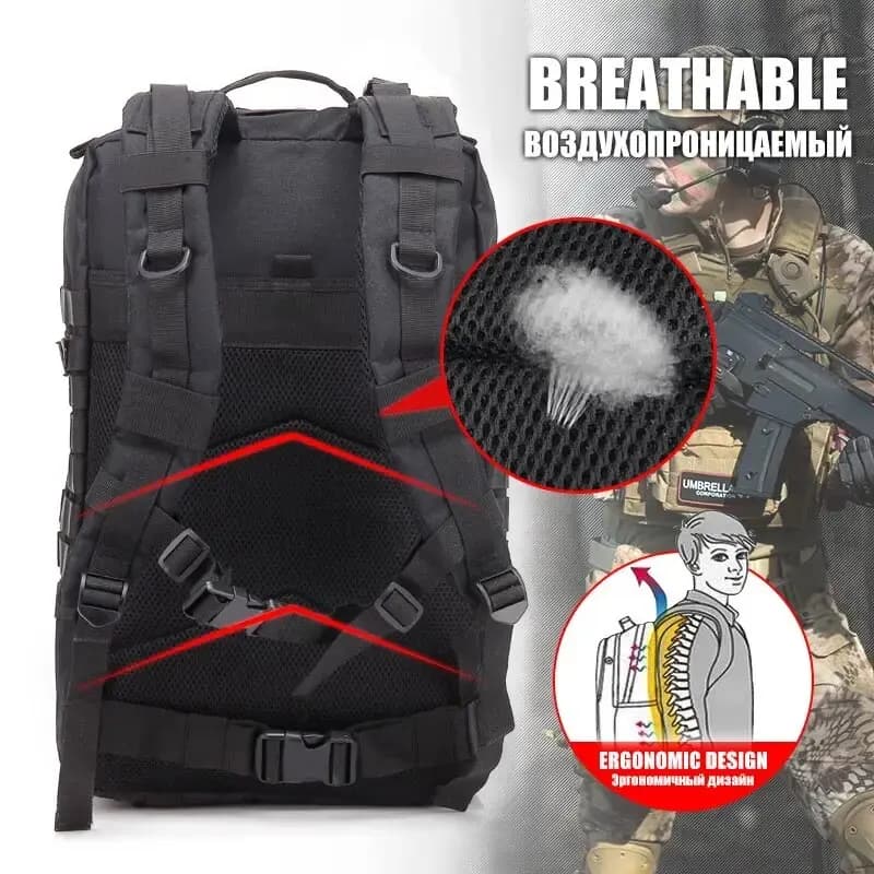 50L grande capacité hommes sac à dos tactique 3P Softback extérieur étanche Bug sac à dos randonnée 