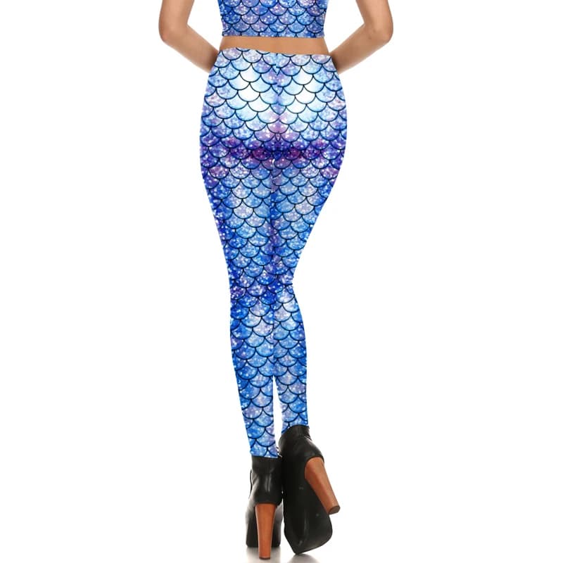 Leggings sirène colorés VIP FASHION pour femmes, taille haute, effet écailles de poisson, pantalon m