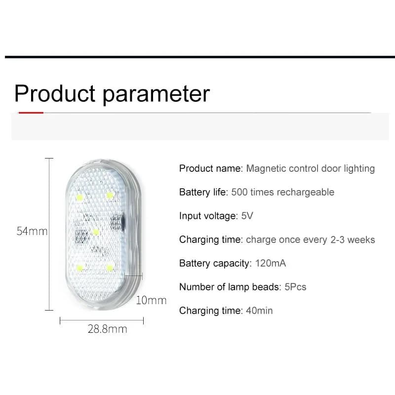 2-pack Led porte de voiture lumière intérieur de voiture USB Rechargeable sans fil interrupteur magn