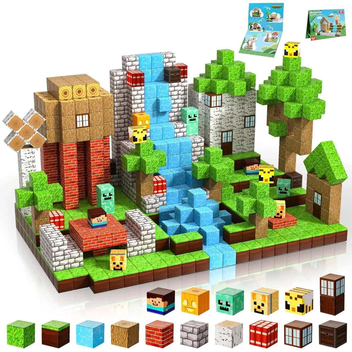 Blocs de construction magnétiques Mine World, ensemble de jouets en briques de forêt magnétiques, jo