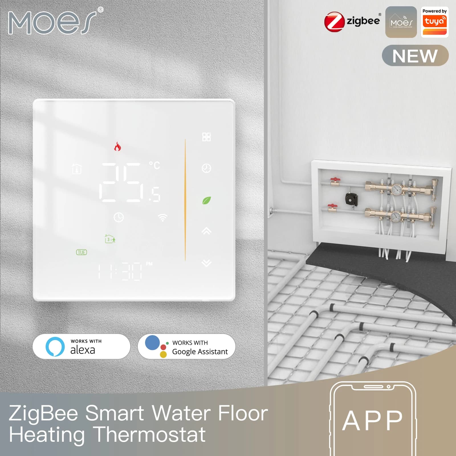 MOES Zigbee Thermostat régulateur de température ambiante de l'eau/chauffage électrique au sol chaud