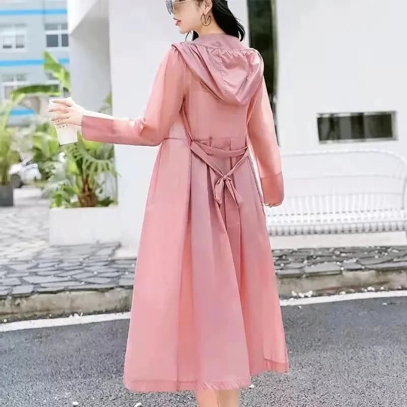 Xia-chaoxian – manteau Long en soie glacée pour femme, vêtements de Protection solaire, respirant, f