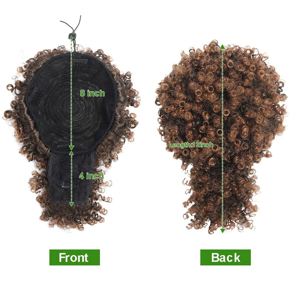 Afro Puff Kinky Curly Hair, Updo Ponytail Extension with Bangs Proximity Wstring Ponytail for Women,