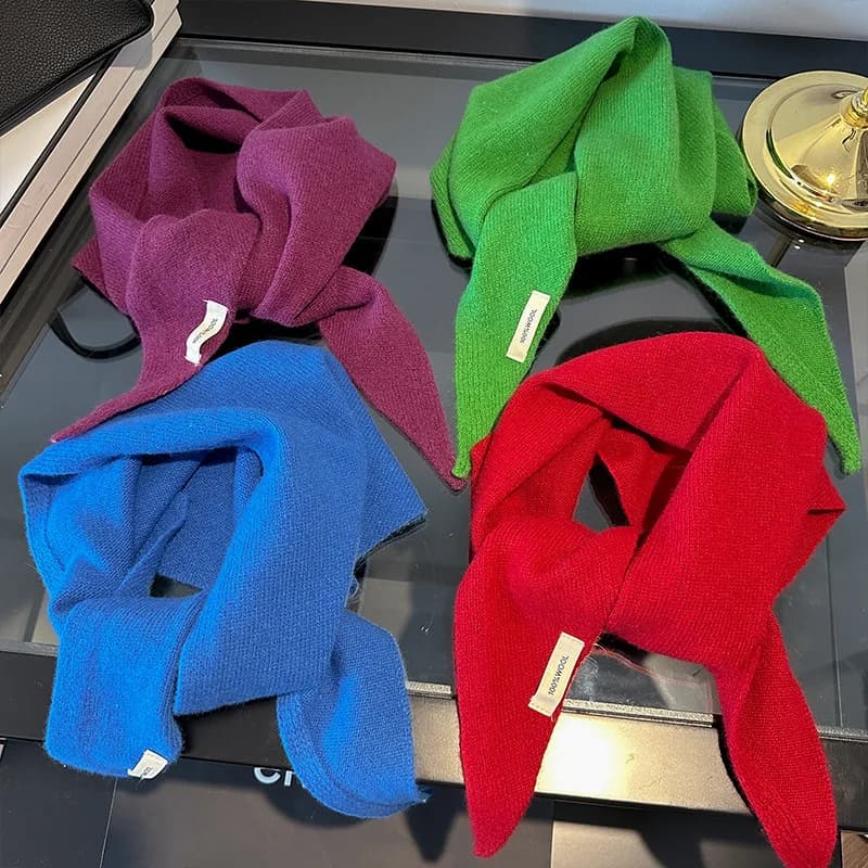 100% laine Style coréen hiver mode chaud tricoté triangulaire Hijab écharpe femmes foulard châle mul