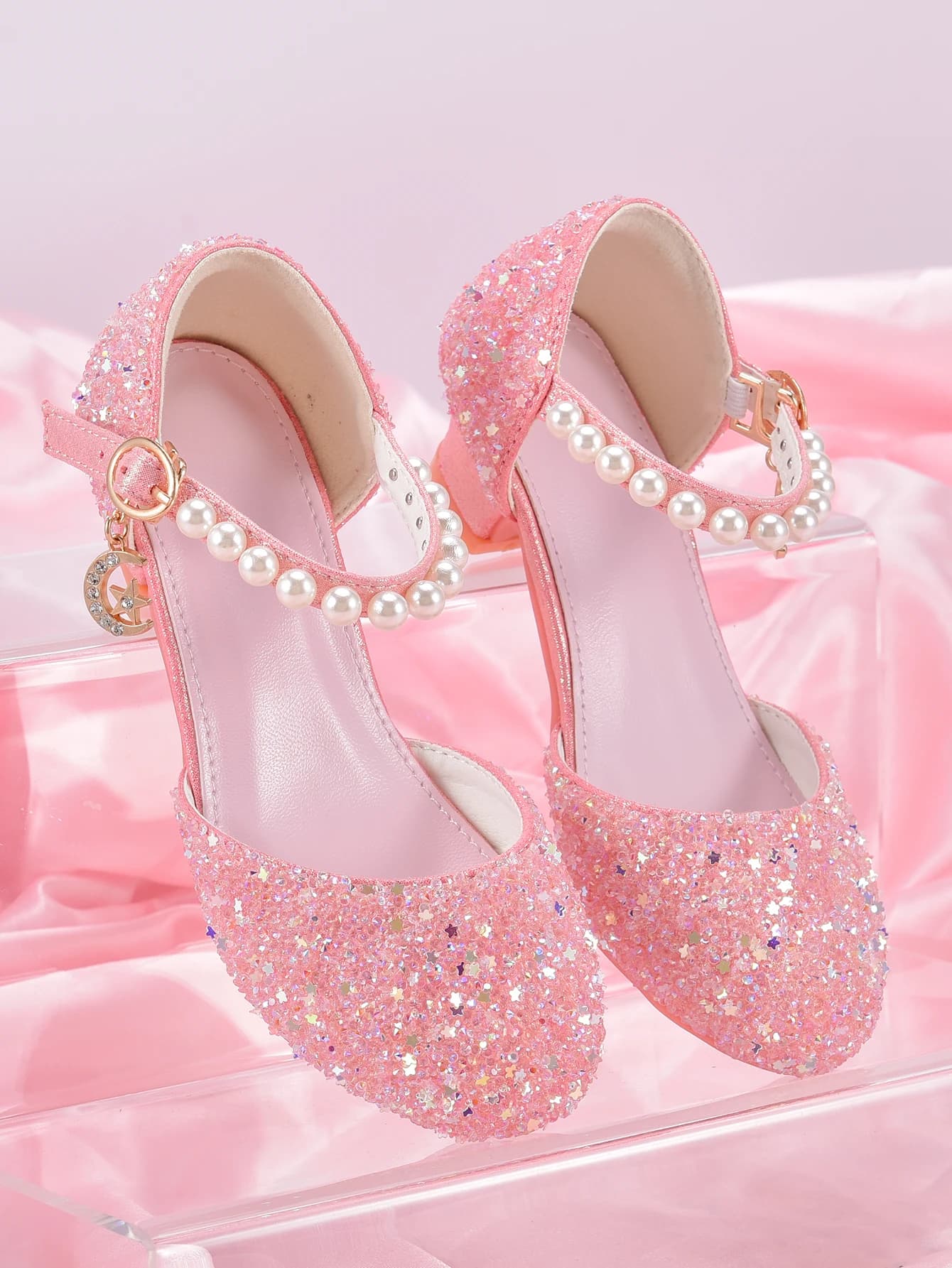 Chaussures à talons hauts de Style princesse pour filles, avec décoration pendentif étoile brillante
