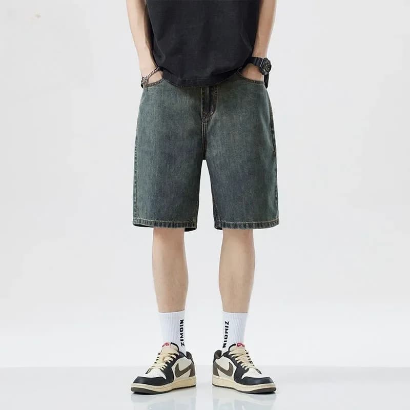 2025 été classique Shorts jean hommes Denim pantalon droit Stretch décontracté Cool mince genou long