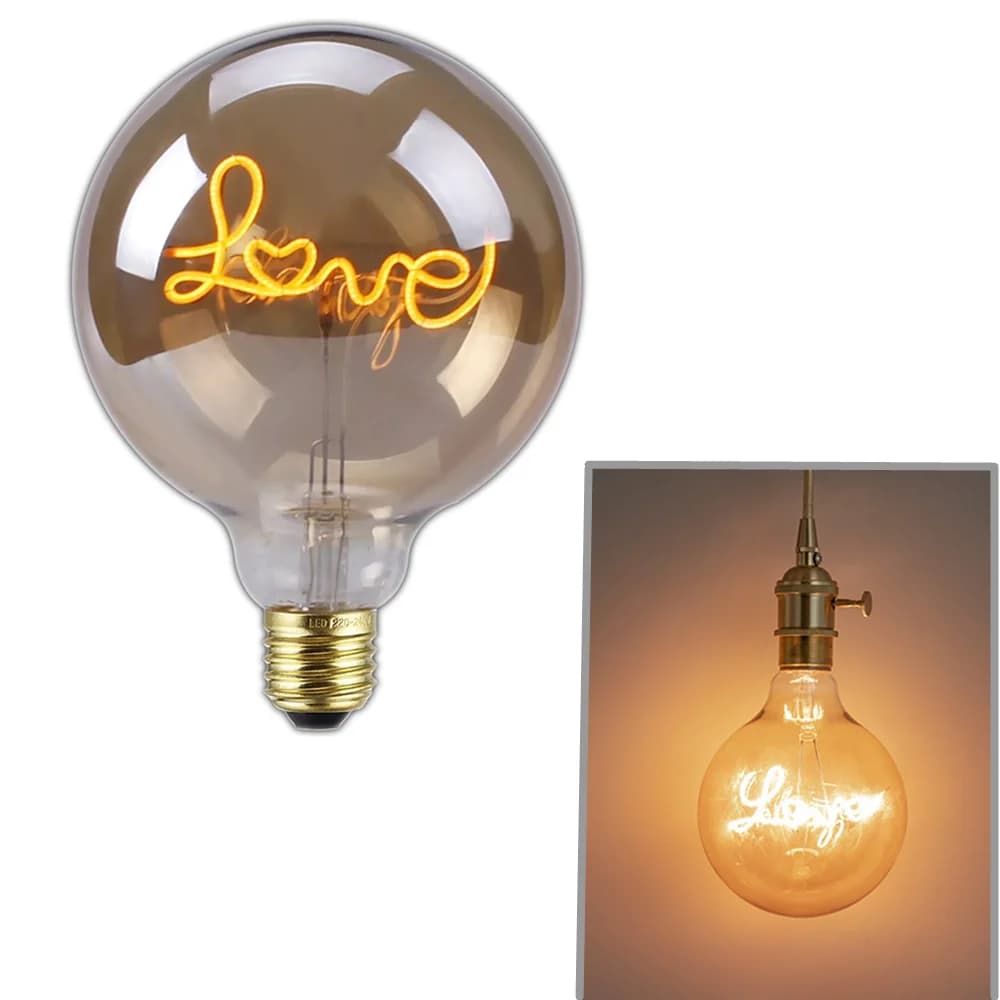Ampoule LED Rétro Edison 220V 4W 8W Dimmable G125 Love Lamp Light, Vintage In347, Décoration Intérie