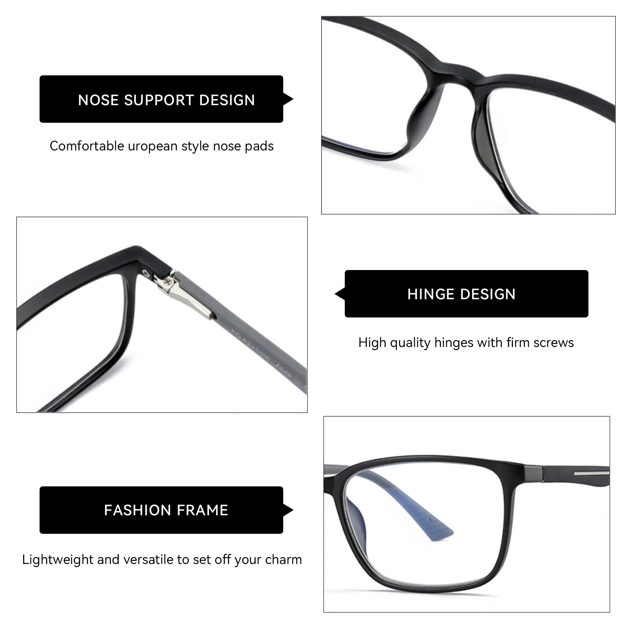 ZENOTTIC 2026 Lunettes de protection anti-lumière bleue tendance pour hommes, monture optique carrée
