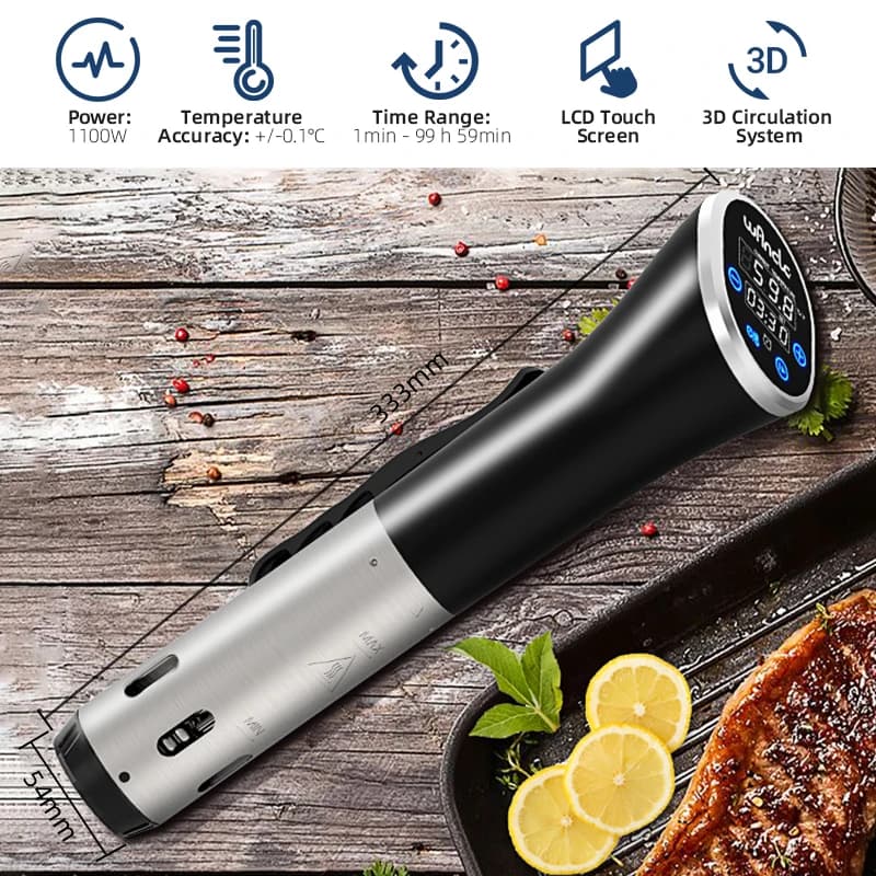 Wancle-Cuiseur sous vide avec écran LCD tactile, cowculator à immersion, cuisson précise, étanche IP