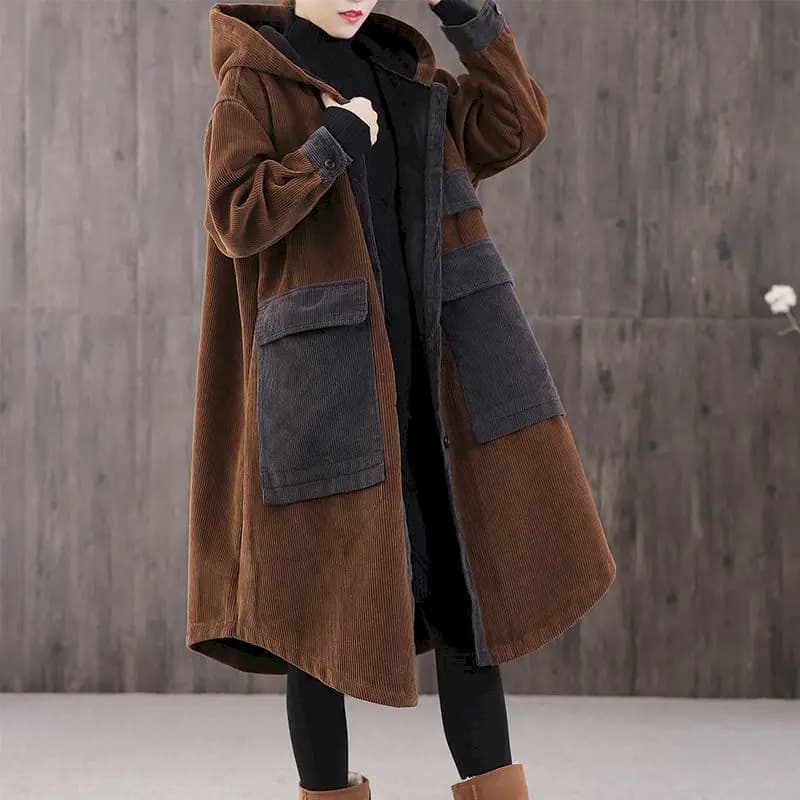 Veste Respirée en Velours Côtelé pour Femme, Manteau à Boutonnage Simple, Mi-long, Épais, Haut de Ga