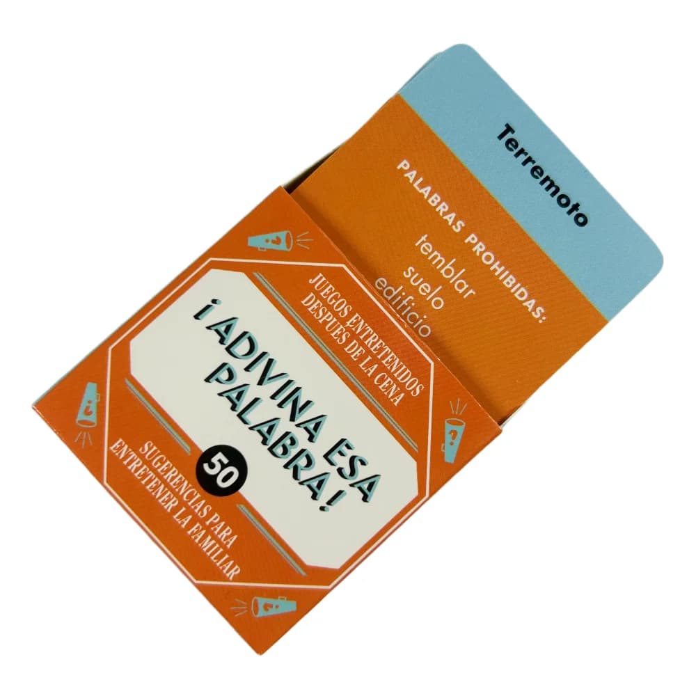 Jeu de société espagnol de devinettes de mots, format mini 5,5x5,5 cm – 50 cartes de vocabulaire « D